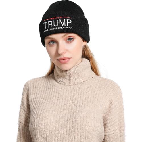Trump 2020 Embroidery President Hats Make America Great Again Cotton Knitted Beanies Black Red MAGA Warm Hat Winter Autumn Caps