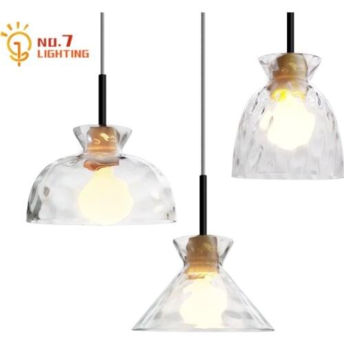 Japanese Minimalist Wood Grain Ripple Glass Pendant Light Home Decor Loft Bar Hanging Lamp Dining Room Restaurant Bar Staircase