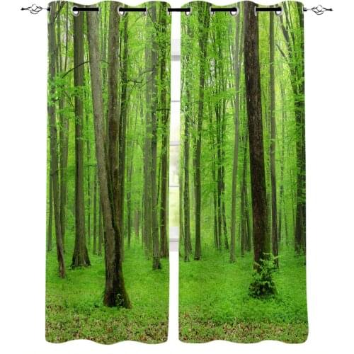 Plant Green Forest Window Curtains Living Room Bedroom Kitchen Curtain For Children Drapes Window Treatment