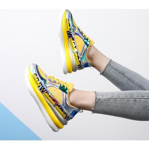 2019 New Luxury sequin Sneakers Lace Up Flat Shoes Woman Bling sequin Color Paillette Cozy Women Shoes autumn running shoes
