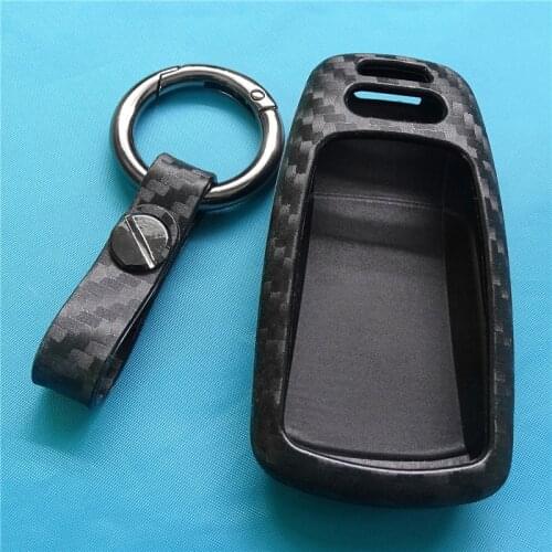 1pc for Audi TT Q7 TTS A4L Q5L A5 2017-2019 New Car Key Case Decor Cover Fob Cover Carbon Fiber Silicone Keychain Protector Bag