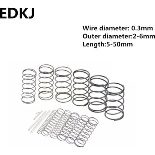 10pcs black compression spring 65 manganese fine spring compression return spring 0.3 x 2 x length 5 10 15 20 25 30 35 40 45 50m