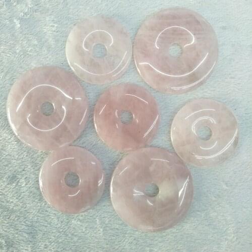 10pcs/lot 25mm Natural Pink Crystal Stone Beads Fashion Charm Round Quartz Buckle Beads For Women Girl Pendant Jewelry Necklace