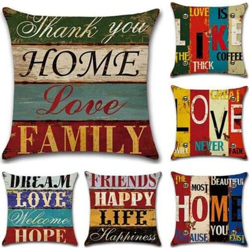2pcs/set Retro Flax Pillowcase Hand Drawn Letters Pattern Throw PIllow Cover Colorful Cushion Cover for Sofa Bedroom Home Decor