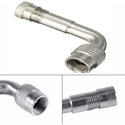 2Pcs Silver 90 Degree Angle Bent Valve Adapter for Motorcycle Tyre Tube Copper Valve Extension Adapter for Truck Car Moto Bike