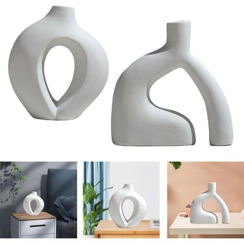 2 Pieces Ceramic Vase Simplest Decorative Shelf Bookshelf Decoration