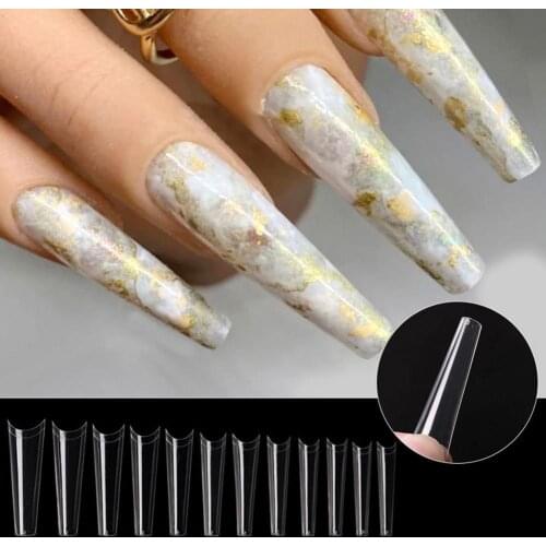 240Pcs/Box Nail Tips French Styles Flat Head Ultra Long Coffin Half Cover Extra Long Nail Tips False Nails Manicure Decoration