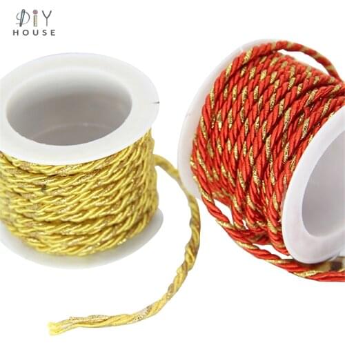 3M/Roll Gold Silver Silk Decoration Cord DIY Craft Supplies Garment Gift Tag Rope Basteln Handmade Apparel Sewing Materials Touw