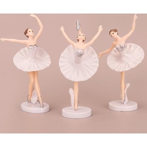 3Pcs/set Ballerina Ornaments Ballet Girl Dolls Ballerina Cupcake Toppers Home Decor Pink Ballerina Girl Hands Pretty Girl Doll