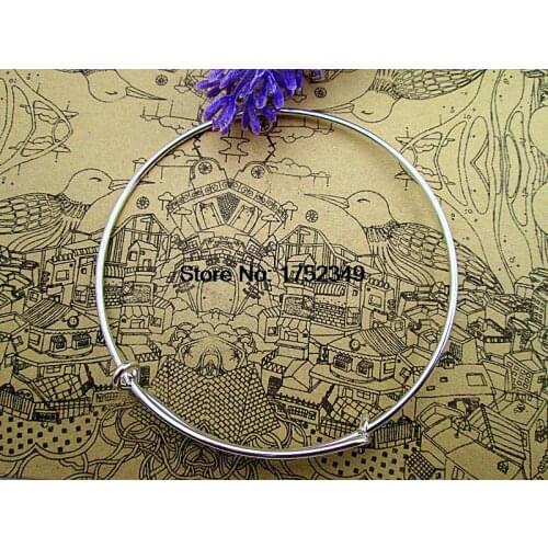 6pcs of Silver Adjustable Bangle Bracelets, Basic Bracelet, Bangle Bracelet Set, Charm Bracelet Base, Wire Bangle Diamete 65mm