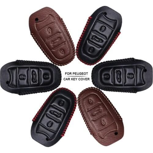 Car Accessories Key Cover Case For Peugeot 206 207 208 307 308 407 408 508 2008 Hand-woven Smoky Grey Metal Keyring Keychain