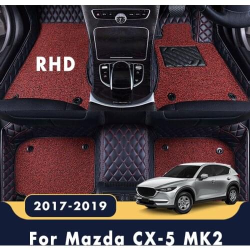 RHD Car Floor Mats For Mazda CX-5 cx5 MK2 2019 2018 2017 Luxury Double Layer Wire Loop Carpets Auto Accessories Rugs Waterproof