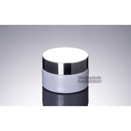 White glass Jar with Silvery cap, glass bottle jar for cream mask gel moisturizer skin care jar/cosmetic packing 100pcs/lot