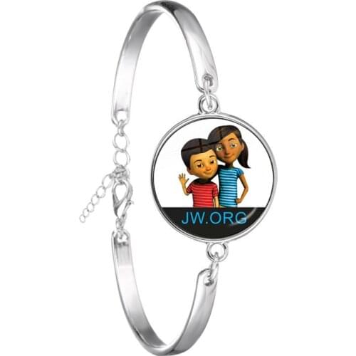 JW.org Chain Bracelet Jehovahs Witnesses Art Picture 18mm Glass Cabochon Bangle Catholicism Jewelry Gift For Friends