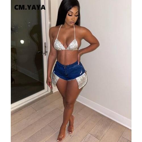 Женские джинсовые шорты CM.YAYA China At AliExpress