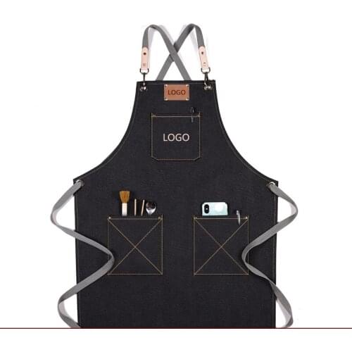 Cotton canvas apron, florist coffee shop, milk tea shop painting and baking overalls customized LOGO