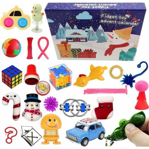 Fidget Toys Countdown 24 Days Advent Calendar Pack Anti Stress Toys Kit Stress Relief Figet Toy Blind Box Kids Christmas Gift