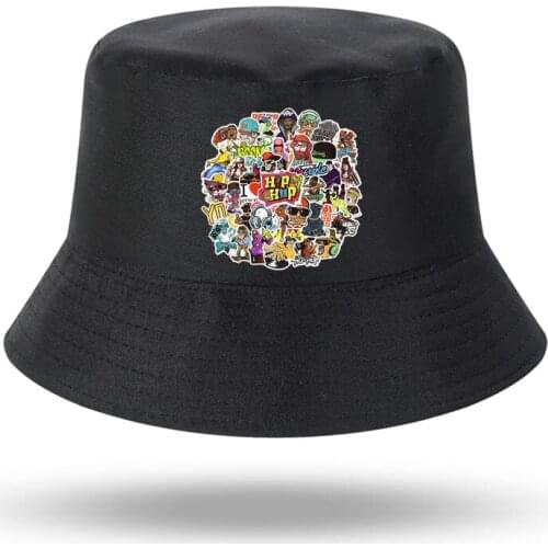 Hip Hop Cool DJ Rap Graffiti Rock Print Cute Stylist Men Women Bucket Hat Outdoor Sunscreen Beach Hat Sun Hiking Fishing Cap
