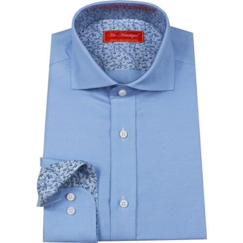 Custom tailor made Mens bespoke dress shirts business formal wedding blouse bespoke blouse 100% cotton baby blue free ship