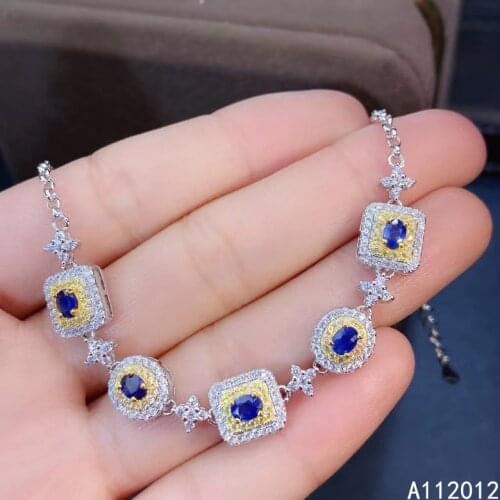 KJJEAXCMY fine jewelry S925 sterling silver inlaid natural sapphire Girl new luxury hand Bracelet Support test Chinese style