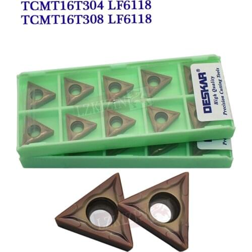 10pcs TCMT16T304 TCMT16T308 LF6118 Carbide insert DESKAR CNC lathe External turning tools Metal Cutter Tool For Stainless Steel