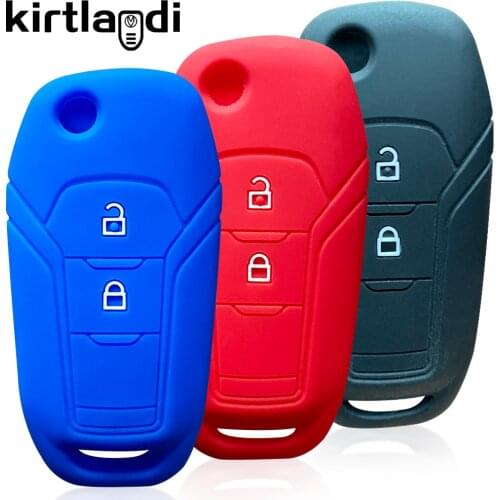 Kirtlandi Silicone car key case remote keychain holder for Ford Ecosport 2018 2019 2020 2 Buttons FLIP key cover Free Shipping