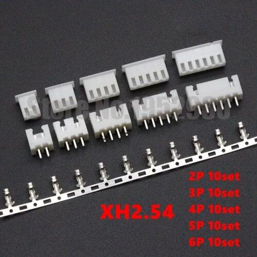 300PCS XH2.54 Connector 2P 3P 4P 5P 6 Pin 2.54mm Pitch Straight Pin Header+Housing+Terminals Hole through Type