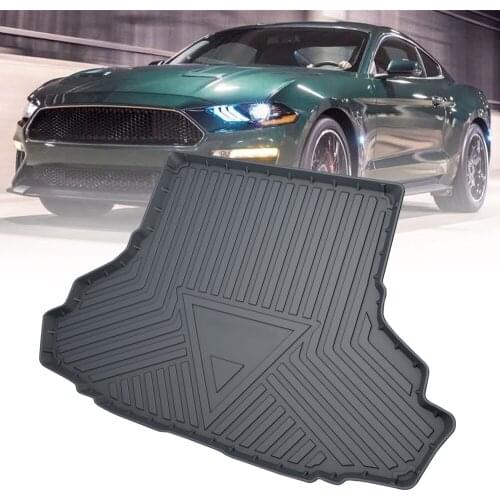 TPE Car Trunk Mats For Ford Mustang 2015-2020 Rubber Cargo Liner Laser Measured Waterproof Protective Pads