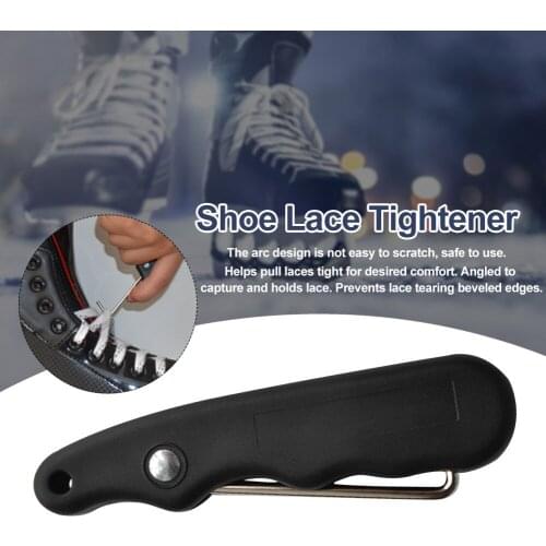 Skate Lace Tightener Black Durable For Figure Roller Ice Hockey With Extended Hook Handle Universal Puller Practical Portable