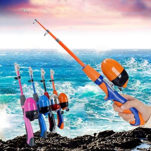 Retractable1.25m Ice Fishing Rod and Closed Face Spinning Reel Combo Fishing Tackle Set Telescopic Rod for Child