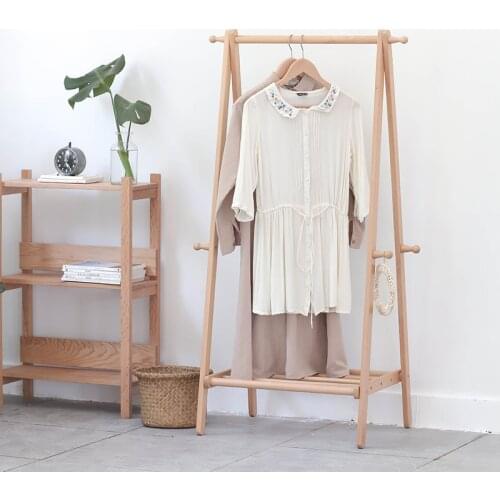 GY Coat Rack Floor Bedroom Nordic Solid Wood Cloth Rack Simple Household Minimalist Modern Japanese Wooden Clothes Rack