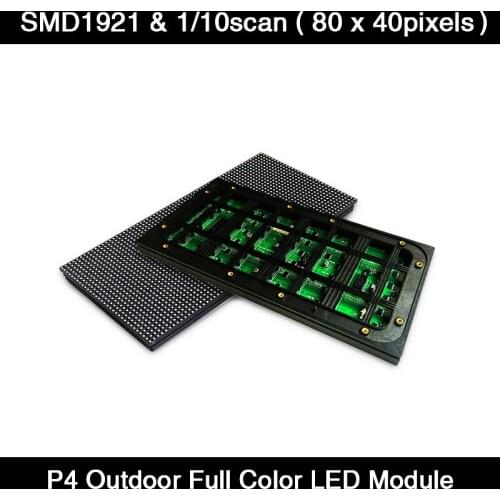 Outdoor LED Display Module 320mm x 160mm , Full Color RGB P4 Outdoor LED Panel 80x40 Pixel SMD1921 HUB75 1/10Scan