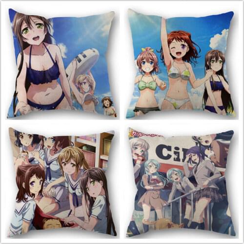 New Arrival BanG Dream! Cotton Linen Square Zippered Pillow Cover For Office Family Customize Your Picture 45*45cm DIY