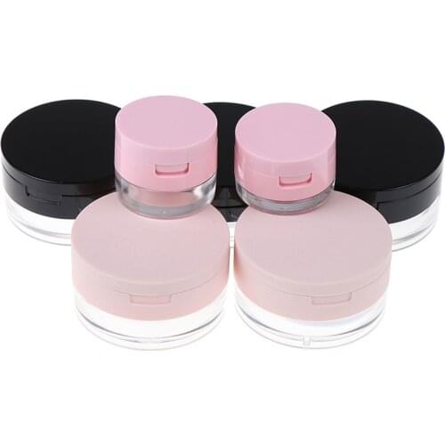 Portable Plastic Powder Box Empty Loose Powder Pot With Sieve Mirror Cosmetic Sifter Loose Jar Travel Makeup Container
