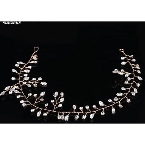 Hand-made Silver/Gold Bridal Hair Chain Crystal Wedding Headband Head Sash Accessories Free Shipping SQ0264