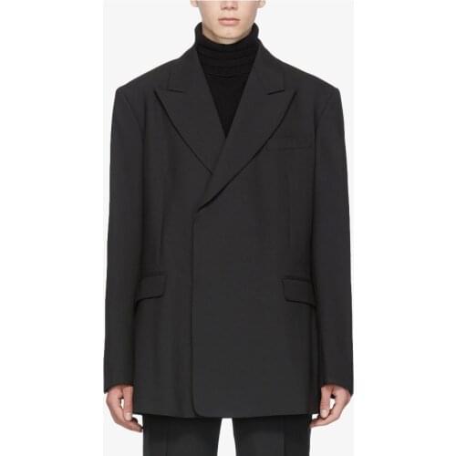 Simple Mens casual suit black minimalist Yamamoto style dark spring and summer mens clothing