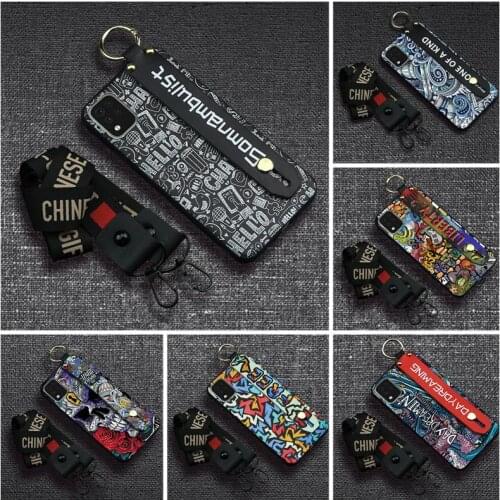 Wrist Strap Waterproof Phone Case For LG K42 TPU Soft Case Soft Original Anti-knock Graffiti