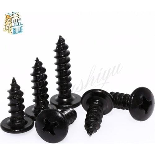 50pcs/25pcs M3 M4 M5*l Steel With Black Phillips Truss Head (cross Recessed Mushroom Head) Self Tapping Screws