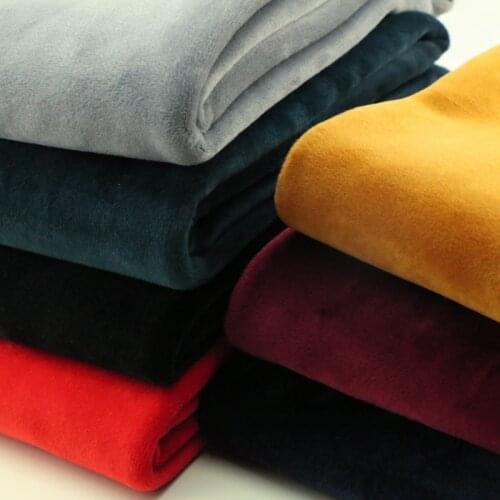 Width 66'' Thickened Solid Color Soft Warm Elastic Plush Fabric By The Half Yard For Pants Coat Pajamas Material