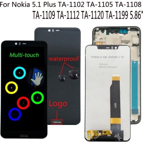 Shyueda 100% Orig New For Nokia 5.1 Plus X5 TA-1102 TA-1105 TA-1108 TA-1109 TA-1112 TA-1120 TA-1199 LCD Display Touch Screen