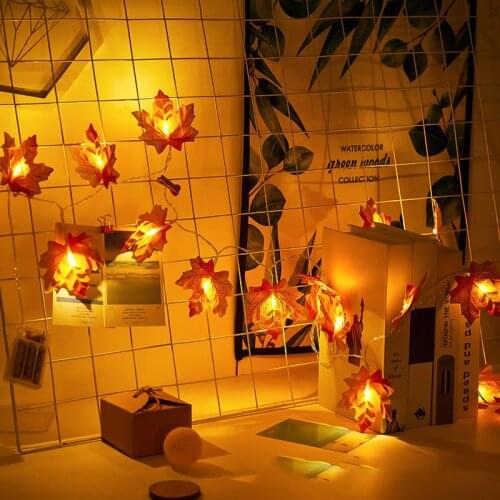 Fairy LED Maple Leaves String Battery/USB Powered Fall Autumn Plants Garland Fence Party Stair Railing Decoration 2M/3M