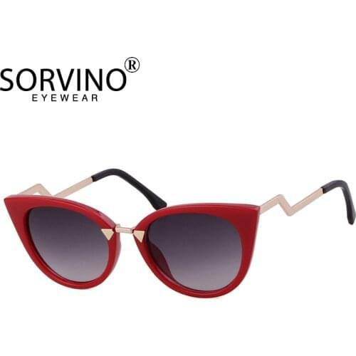 SORVINO Vintage Shades For Women Cat Eye Sunglasses Luxury Brand Designer 90s Mirror Red Black Skinny Cateye Sun Glasses SP335