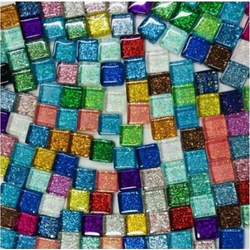 150g/bag Square Shape Glass Mosaic Tile Glitter multicolor For Arts DIY Crafts Home Decoration material