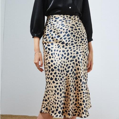 Spring and autumn skirt skirts women 2019 autumn fashion vintage satin leopard skirt bodycon Fishtail ladies skirts streetwear