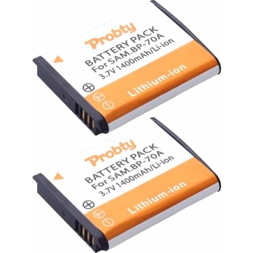 Probty 2x BP-70A BP70A Batteries for Samsung ST90 ST100 ST150F ST700 ST6500 SL50 SL600 SL605 SL630 WB30F WB35F WB50F ES70 ES80