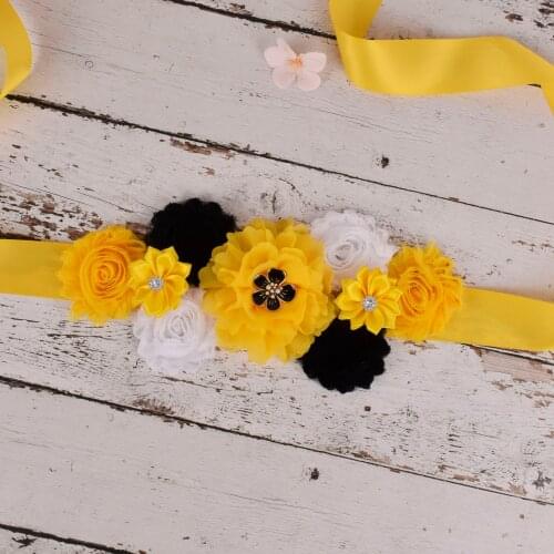 Yellow And Black Floral Maternity Sash Pregnancy Belly Belt Photo Props Gift Baby Shower Party 4 Color Options