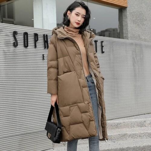 FMFSSOM Winter Hooded Loose 90% White Duck Down Parkas Women Jacket Casual Female Big Pocket Down Coats Black Snow Outwear