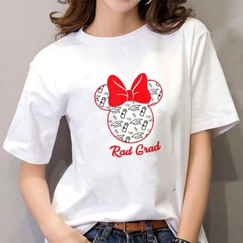 Women T Shirts Funny Cute Cartoon Disney Graduation Rad Grad Minnie Mouse Print Tshirt Harajuku T-shirt Female Clothing