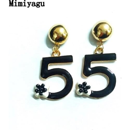 Mimiyagu golden letter five flower drop earring for women