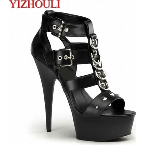 15cm womens high heels shoes platform sandals package with womens shoes 6 inch heel with buckle Dance Shoes